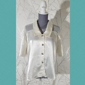 Victoria's Secret VTG Gold Label Ivory White Satin Blouse Clean Girl Preppy